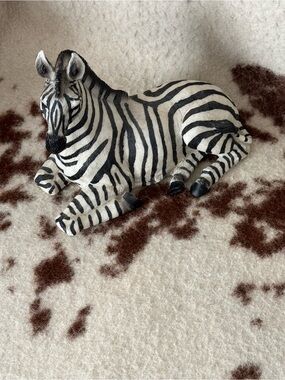 Hand-Painted Zebra Figurine in Black & White
